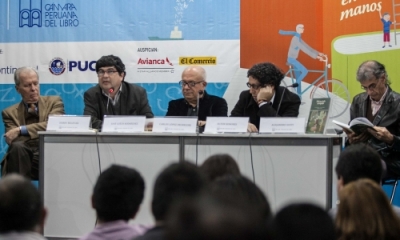 Harry Belevan, José Güich Rodríguez, Carlos López Degregori, Elton Honores y Alejandro Susti Gonzales en la FIL Lima 2016.