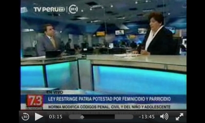 La profesora Teresa Maquilón (Derecho) en TV Perú.