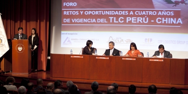 El foro Retos y Oportunidades: Cuatro Años de Vigencia del TLC Perú-China, en el Auditorio Central.