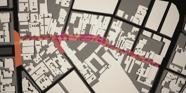 Plot del plan de la línea de reconexión peatonal (calle Miraflores entre las Avs. Grau y Bolognesi).