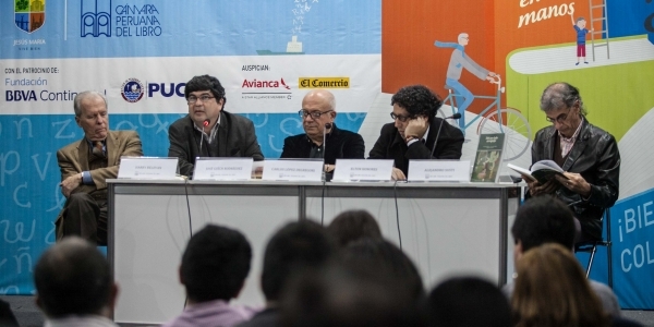 Harry Belevan, José Güich Rodríguez, Carlos López Degregori, Elton Honores y Alejandro Susti Gonzales en la FIL Lima 2016.