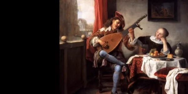 “El tañedor de laúd”, Hendrick Martensz Sorgh, 1661, abstracción